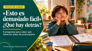 Niño ante tareas escolares que considera demasiado fáciles al inicio de curso